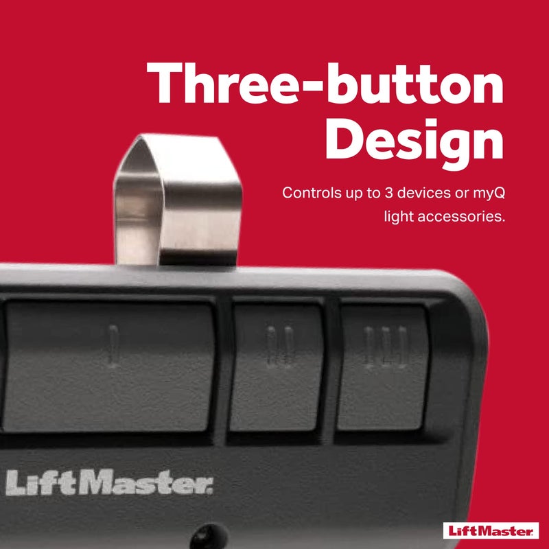 LiftMaster 893LM Security+ 2.0 3-Button Visor Clip Garage Door Opener Remote Control - Pack of 2 - Image 5
